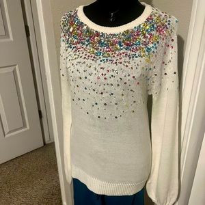 BELLDINI — White Sequined Sweater